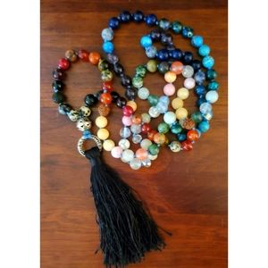 Hand-Knotted Multi-Gemstone Chakra 108 Bead Mala